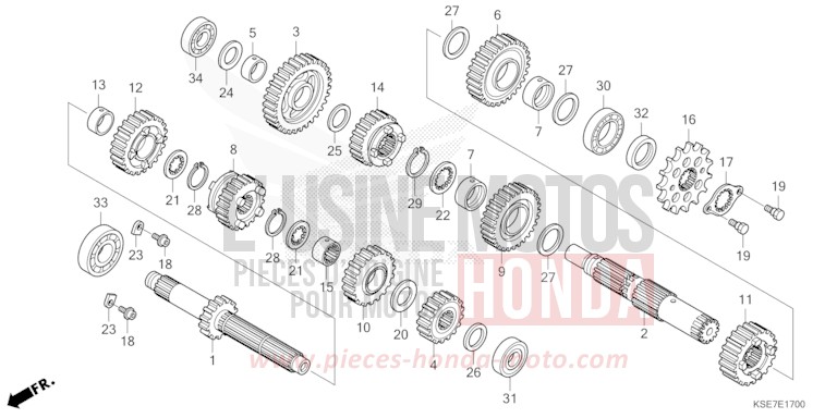 TRANSMISSION for CRF150R "Big wheels" EXTREME RED (R292) from 2025